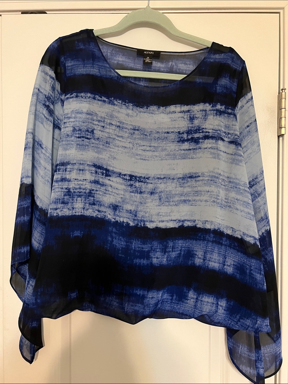 Alfani Blue Ombre Striped Chiffon Blouse